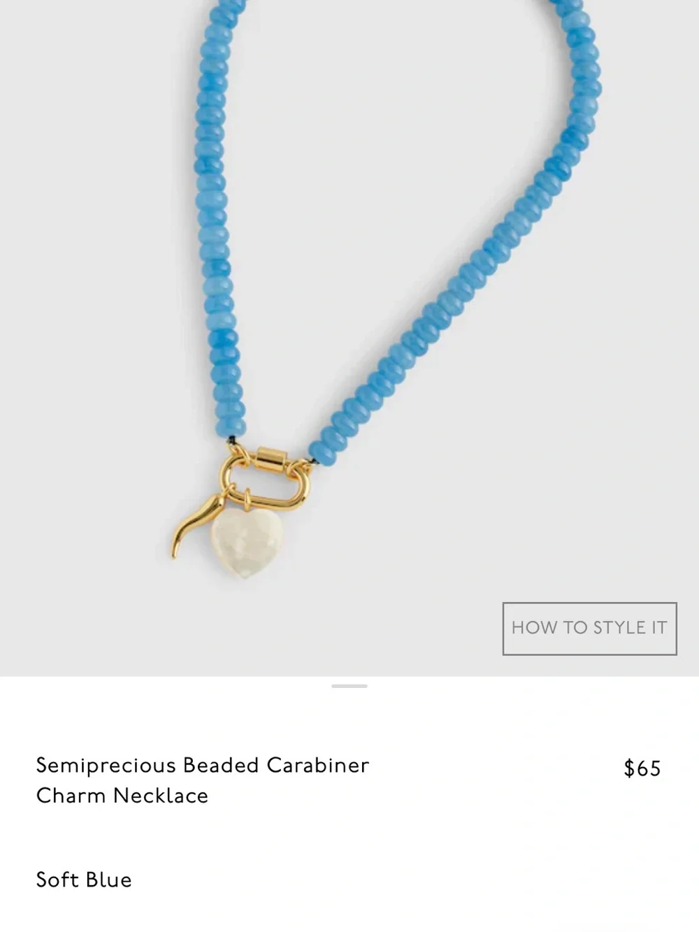 Blue Beaded Heart Pendant Necklace - madewell - Picture 3 of 3